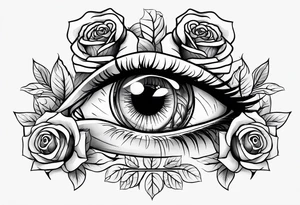 eye with roses for hand tattoo idea