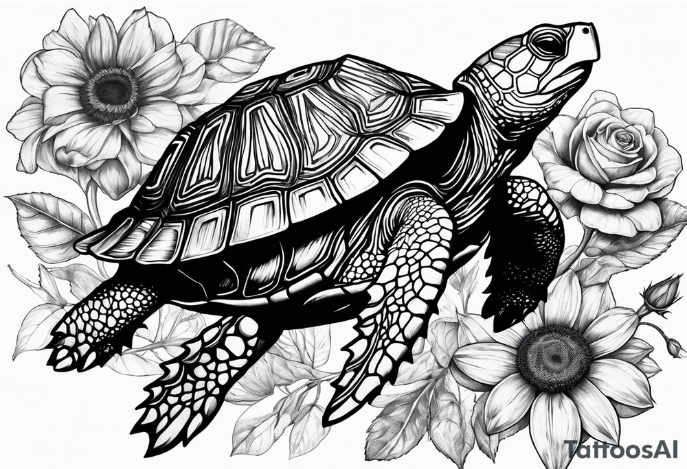 Tournesol,  Fleur roses , Caméra, tortle tattoo idea