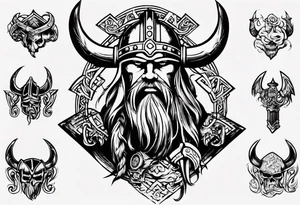 I want a tattoo of a viking with the company name “Viking Customs” incorporated in the design tattoo idea