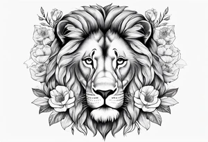 Lion with flowers tattoo idea
