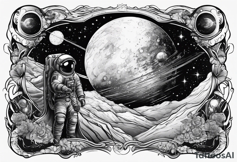 Space theme name drew tattoo idea