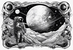 Space theme name drew tattoo idea