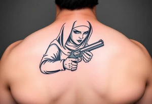 A bad nun junkie with a gun tattoo idea