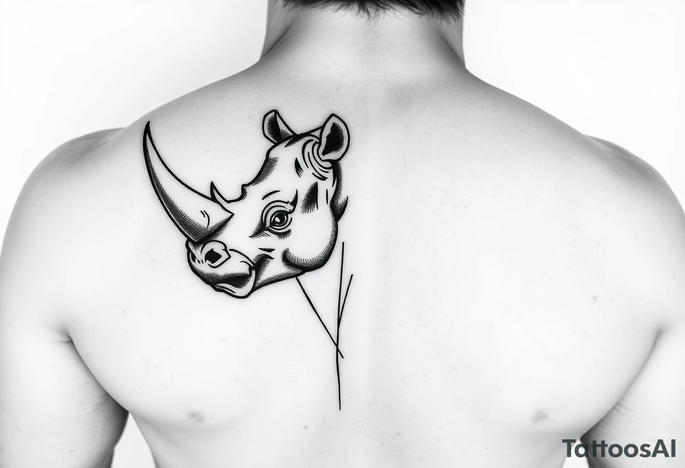 Rhino horn popping thru calf muscle tattoo idea