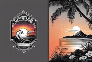 Simple drawing of a sunset with the inscription Memento mori tattoo idea
