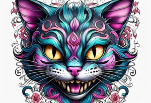 small Cheshire Cat full body tattoo idea
