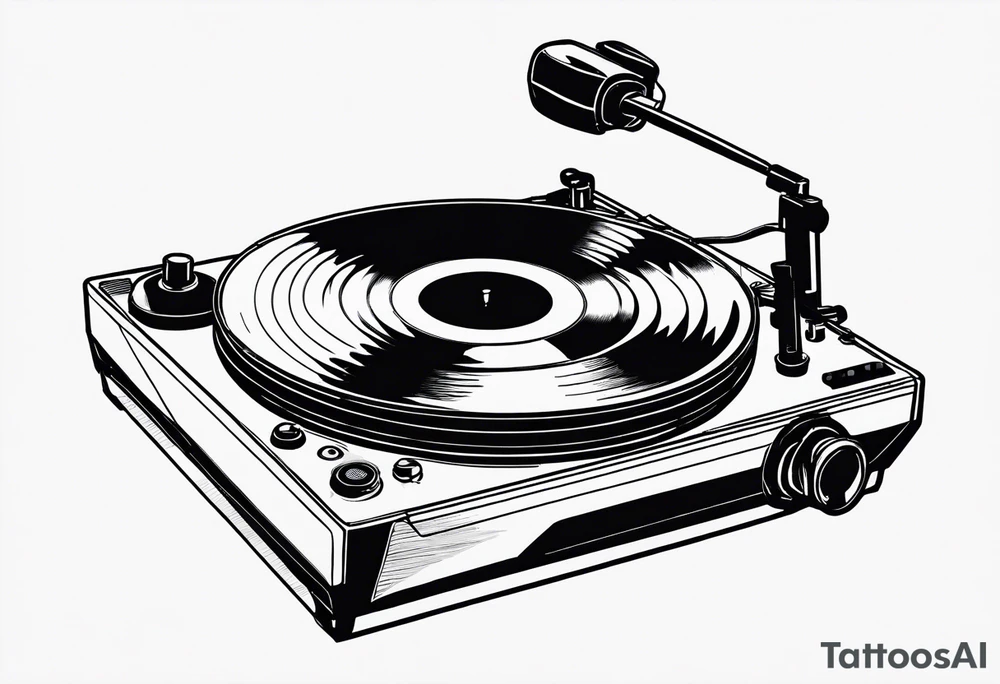 A recordplayer fineline minimalistic in one line tattoo idea