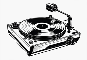 A recordplayer fineline minimalistic in one line tattoo idea