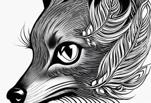 Peacock feather and wolf puppy tattoo idea