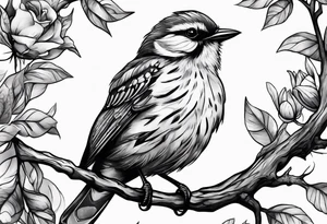 Bird powerfully looking while on a branch tattoo idea
