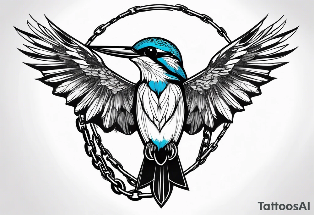 Kingfisher trapped in chains tattoo idea