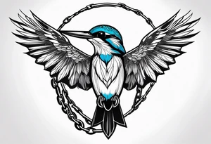 Kingfisher trapped in chains tattoo idea