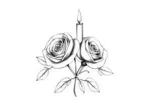 blue,Passed love one, two roses, two candles, hearts tattoo idea