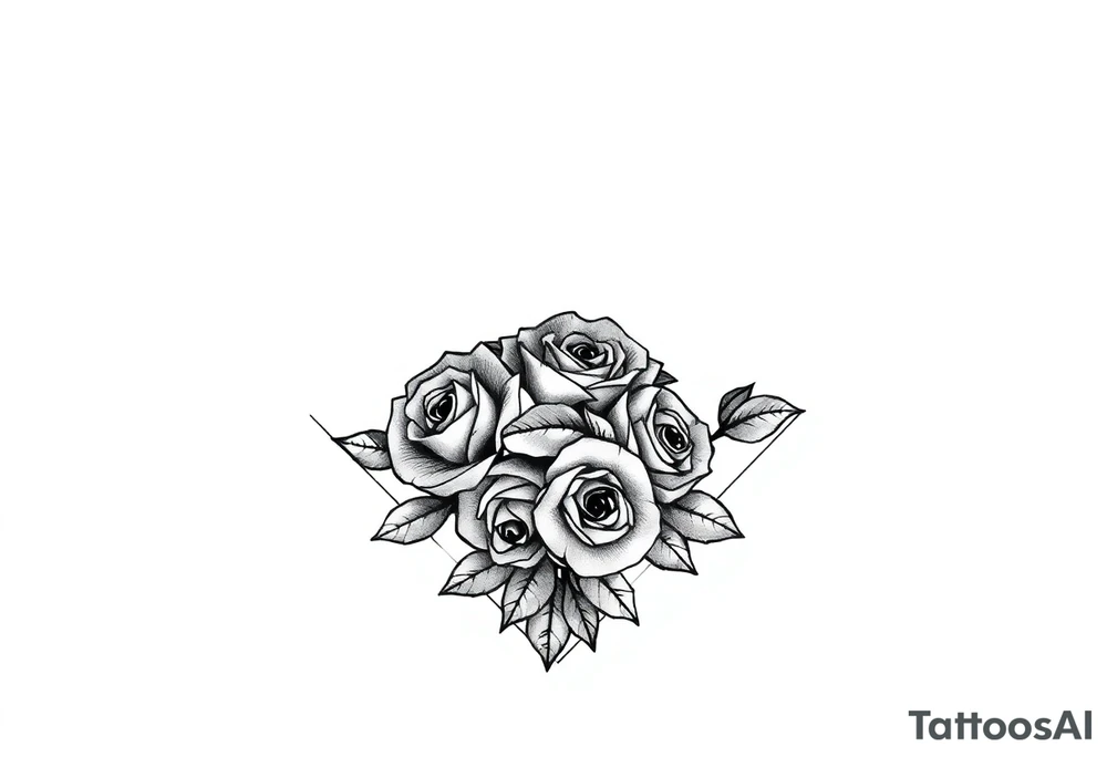 Small Roses filing up the inside of an elongated diamond shape tattoo idea