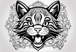 Super cute cartoon happy wildcat cub tattoo idea