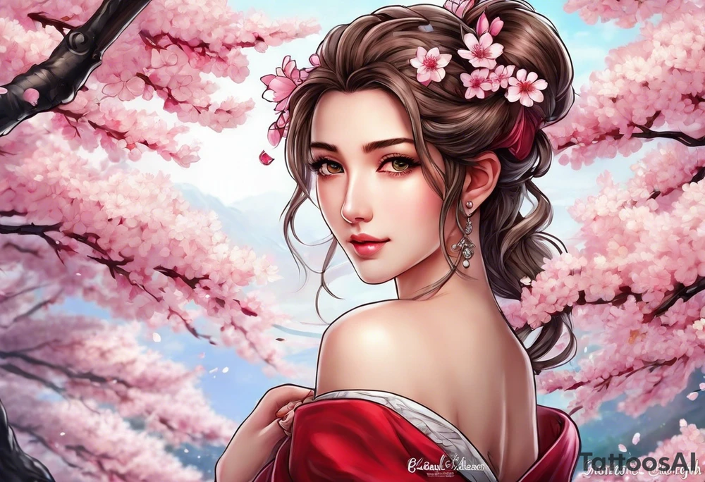 Cherry blossoms aerith Gainsborough wedding tattoo idea