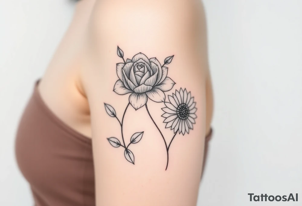 rose and chrysanthemum tattoo idea
