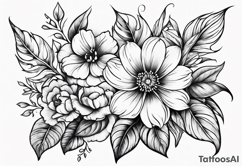 flowers and leaves tattoo idea