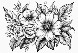 flowers and leaves tattoo idea