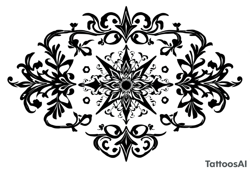 mytical shaman and mytolog style ornament with ancient rhyme tattoo idea