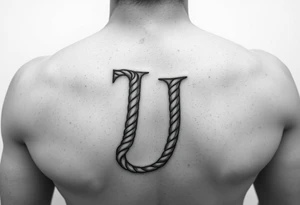J initial made from rope tattoo idea