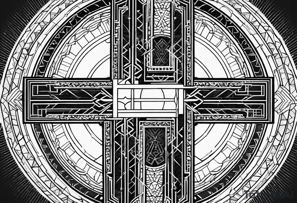 Utilize sacred geometry patterns to form the outline of a cross. This can add depth and a modern twist to a traditional religious symbol. tattoo idea