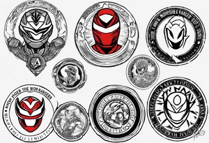 mighty morphin power rangers red ranger power coin and the word Christopher tattoo idea