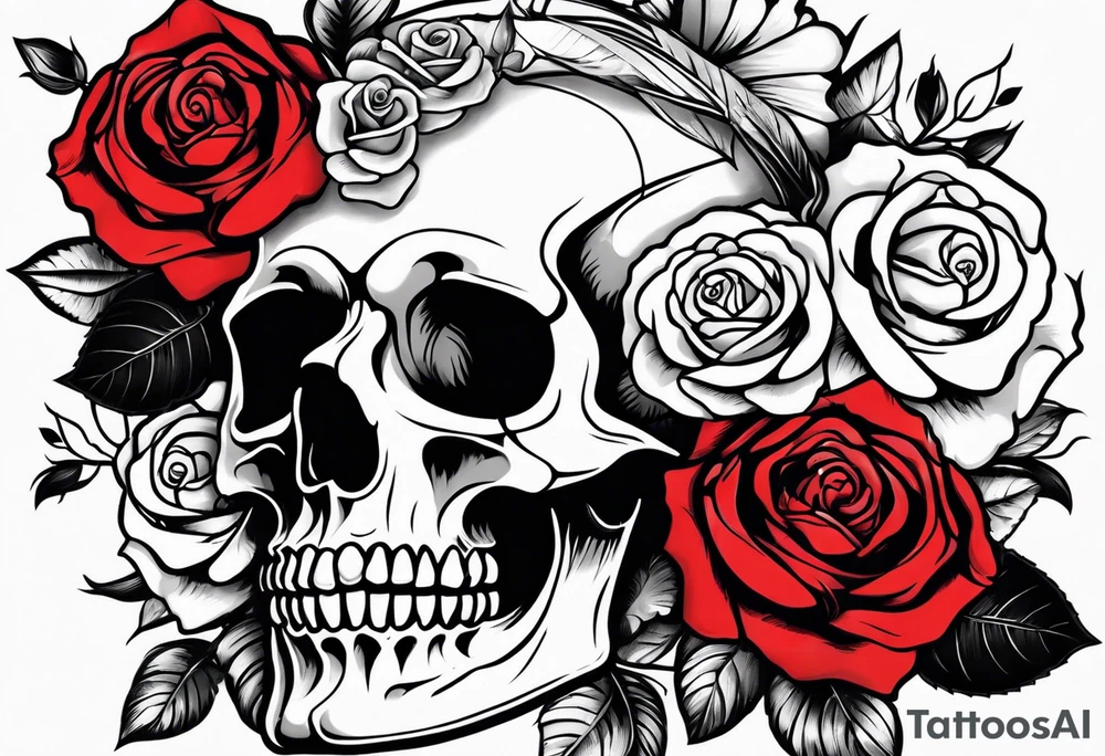 Roses and skull tattoo idea