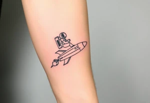 Rocket ship with smoke with astronaut riding it tattoo idea