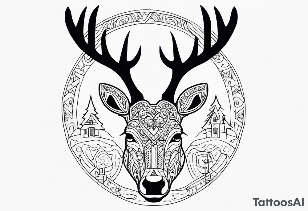 north pole reindeer tattoo idea