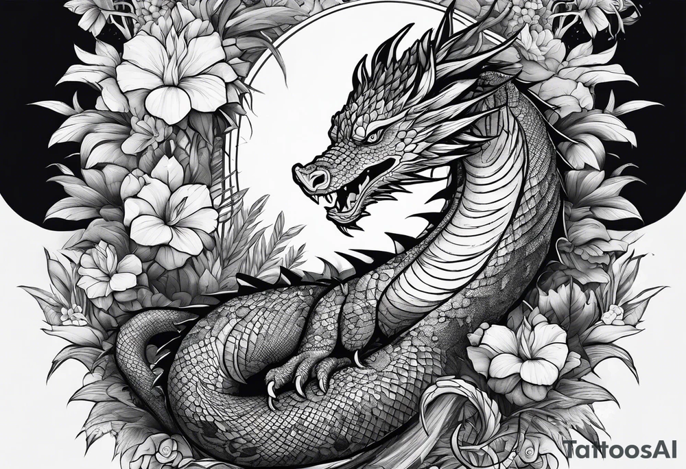 aesthetic jungle with a dragon tattoo idea