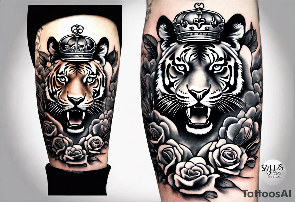 King tiger Hour glass with Brain and heart inside
Full detailed sleeve tattoo idea