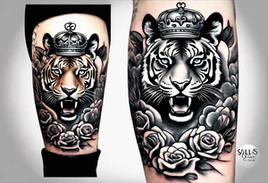 King tiger Hour glass with Brain and heart inside
Full detailed sleeve tattoo idea
