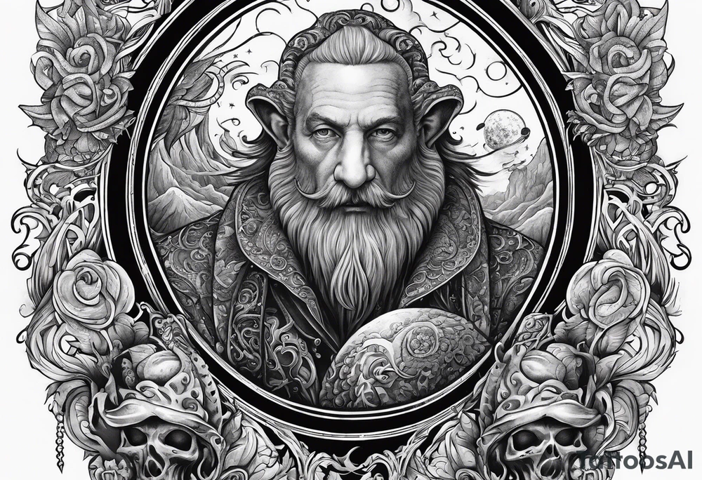 Eldridge creature, astrology scene tattoo idea