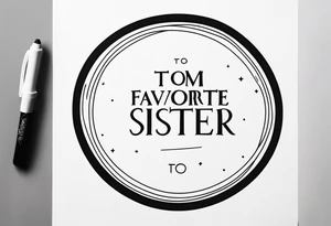 simple, thin line tattoo with the words "to my favorite sister" in a circle around a tattoo tattoo idea