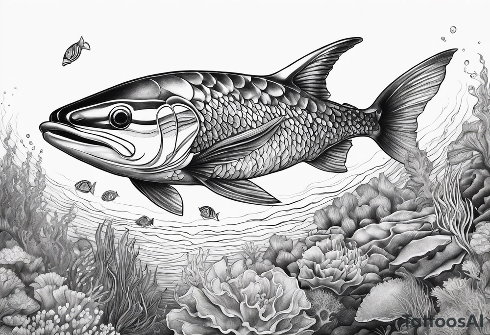 horizontal underwater ocean tattoo idea