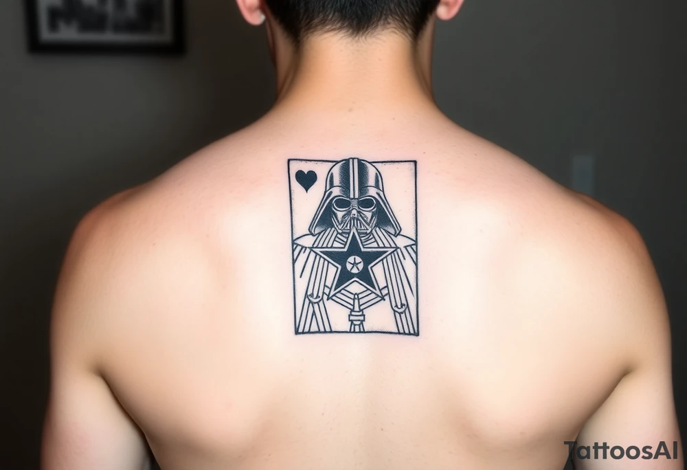 king of hearts card with army star Darth Vader tattoo idea