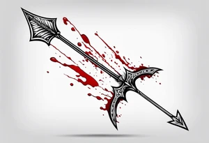 an arrow with a drip of blood on the tip of it simple line art tattoo idea