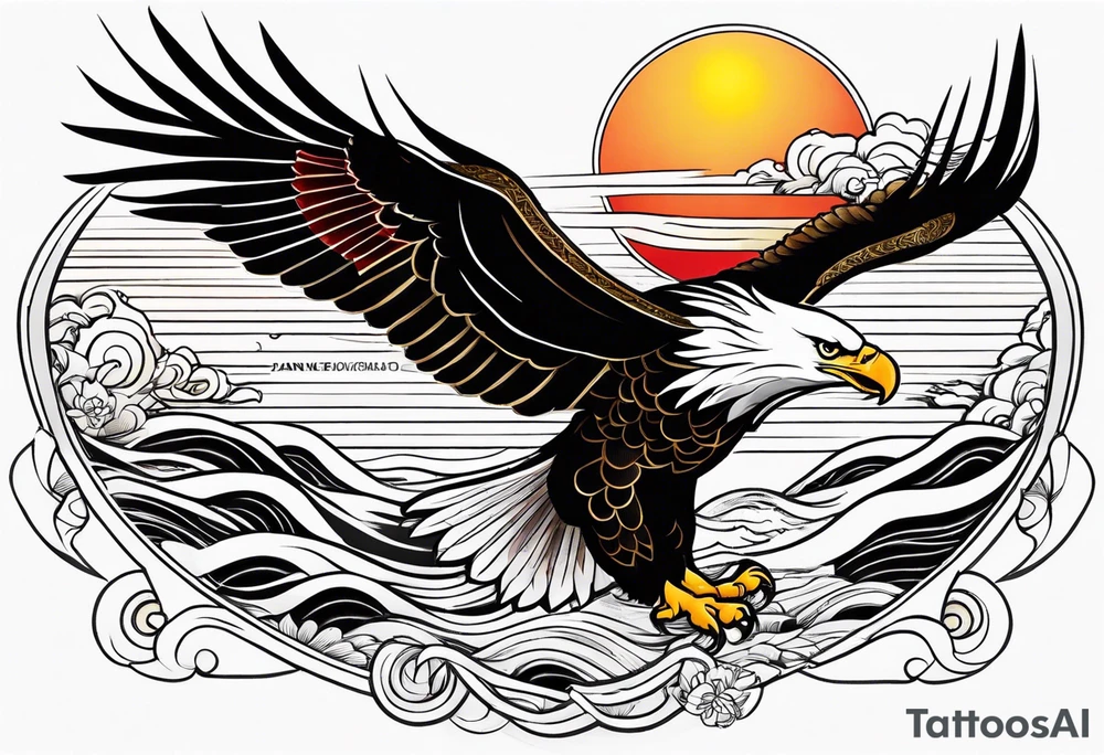 eagle and sun and sea tattoo idea