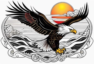 eagle and sun and sea tattoo idea