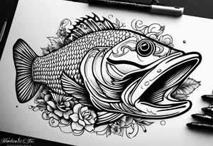Line work bass tattoo idea