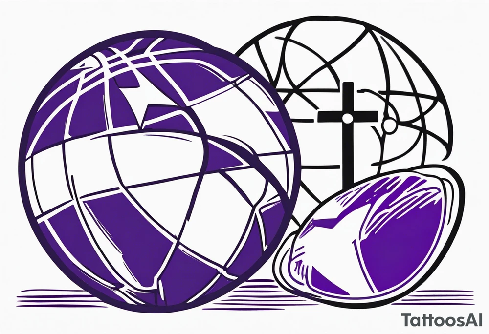 We want a minimalist style tattoo that can represent both our grandma and grandpa. Grandma favorite color is purple and loves going to church and farmers market. Grandpa favorite color is white and loves watching basketballs and jogging around university campuses tattoo idea