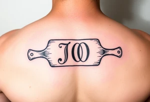J O initials on spanking paddle tattoo idea