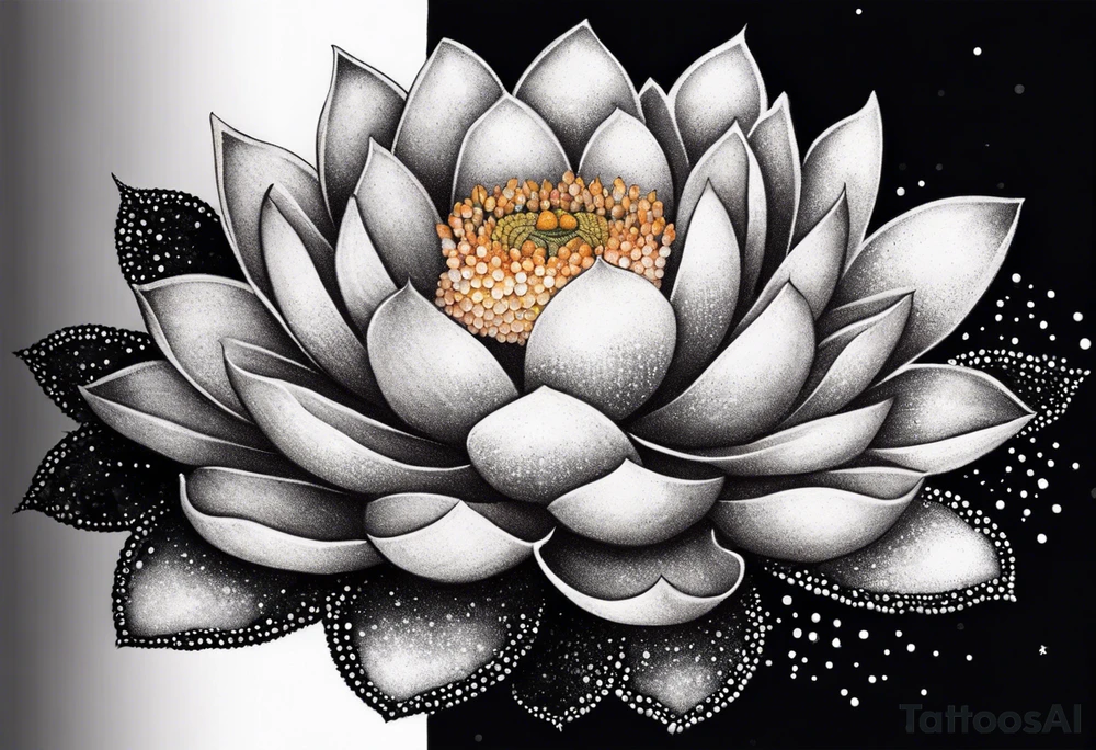 Vibrant lotus flower at night time tattoo idea