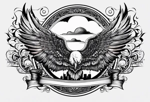 The word Glenn on a banner with angel wings tattoo idea