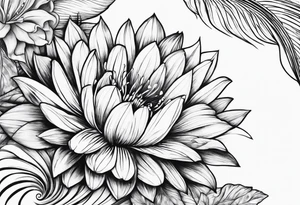 wave,, flower, palm tattoo idea