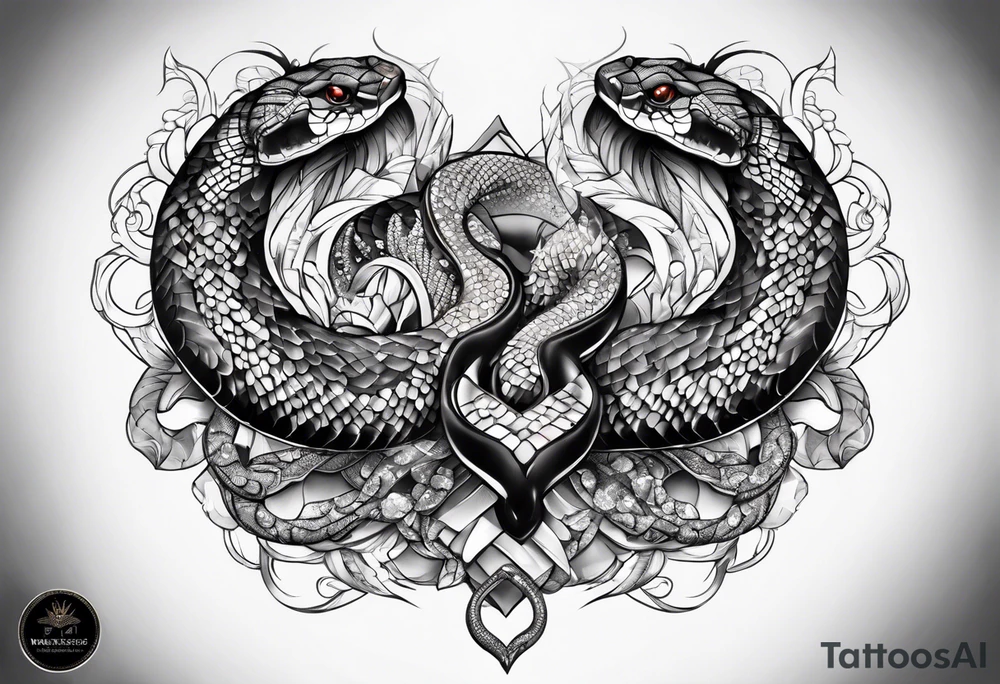 gemstone snake crystal body tattoo idea