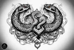 gemstone snake crystal body tattoo idea