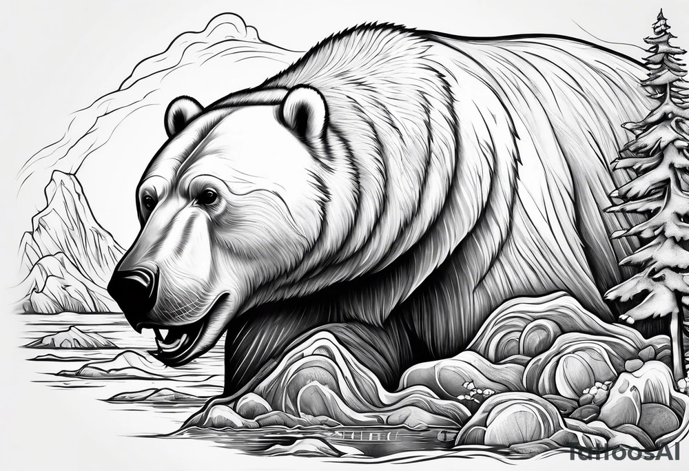 Polar bear killing walrus tattoo idea