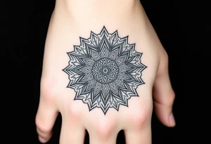 intricate mandala with sacred geometry and cosmic elements tattoo idea